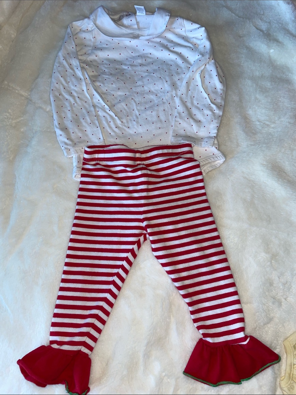 First Impressions girls’ 24 mos top, Bonnie Jean 2T red/white striped leggings